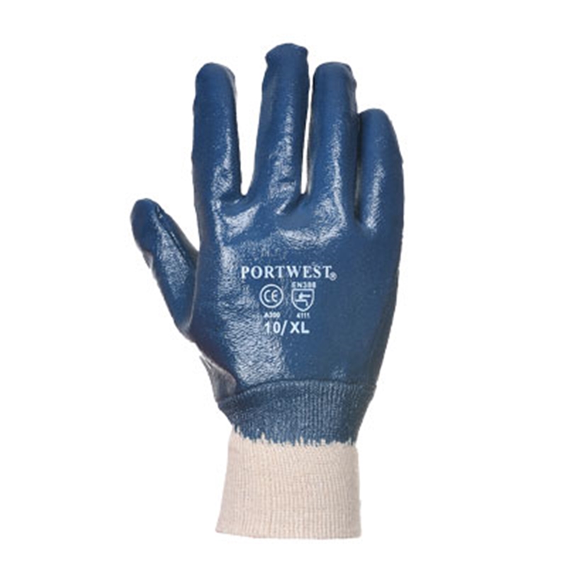 [W-GNKW/A300NARM] Blue Nitrile Knitwrist Gloves (M)