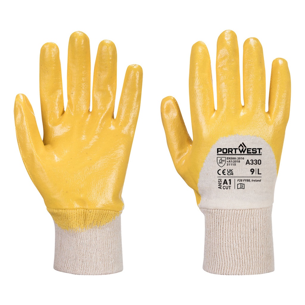 [A330YERS] Grip 12 Nitrile Light Knitwrist Glove (Yellow, S)