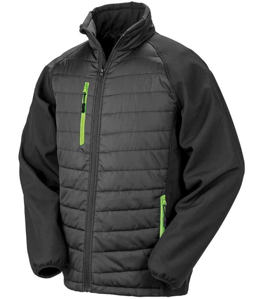[RS237 BK/LM XS] Result Genuine Recycled Compass Padded Jacket (Black/Lime Green, XS)