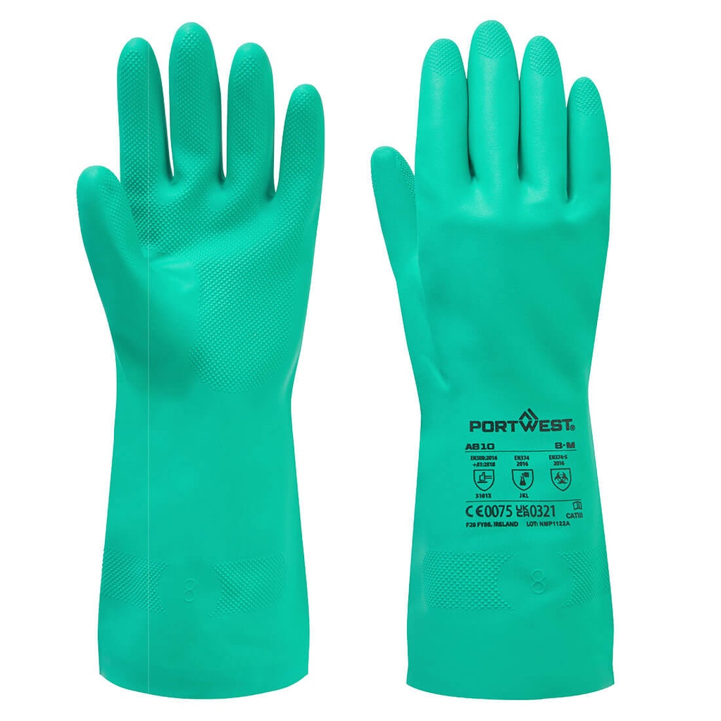 [W-GA810S] Portwest  Chem 320 Nitrile Gauntlet (S)