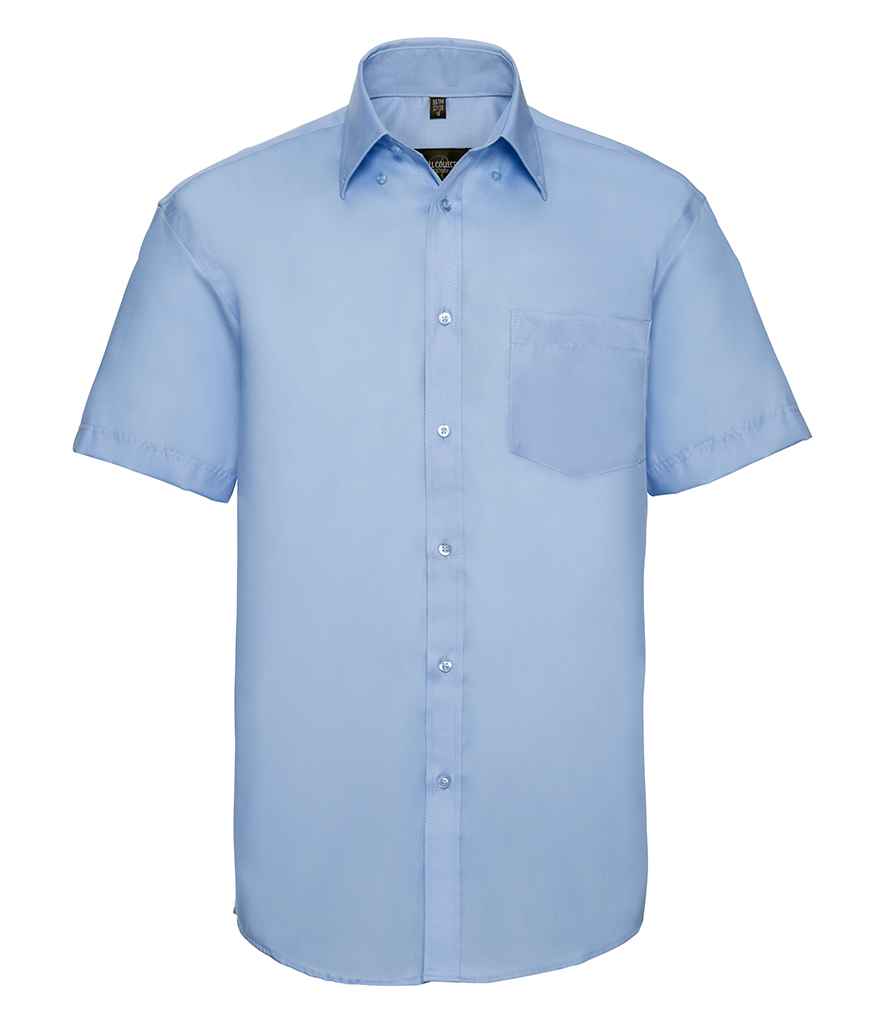 [957M BSK 14.5] Russell Collection Short Sleeve Ultimate Non-Iron Shirt (Bright Sky, 14.5)