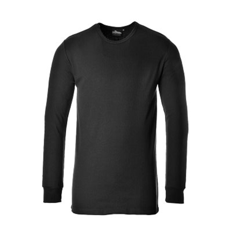 [B123BKRXS] Portwest Thermal T-Shirt Long Sleeve (Black, XS)