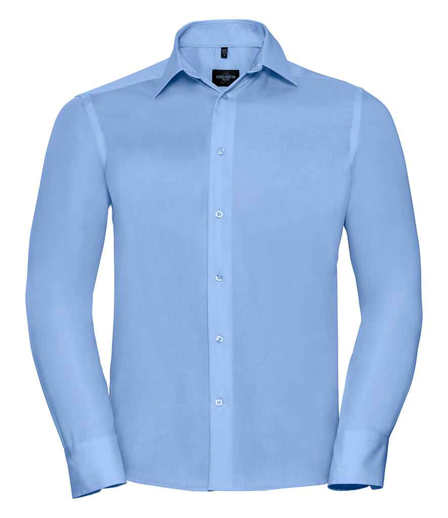 [958M BSK 14.5] Russell Collection Long Sleeve Tailored Ultimate Non-Iron Shirt (Bright Sky, 14.5)