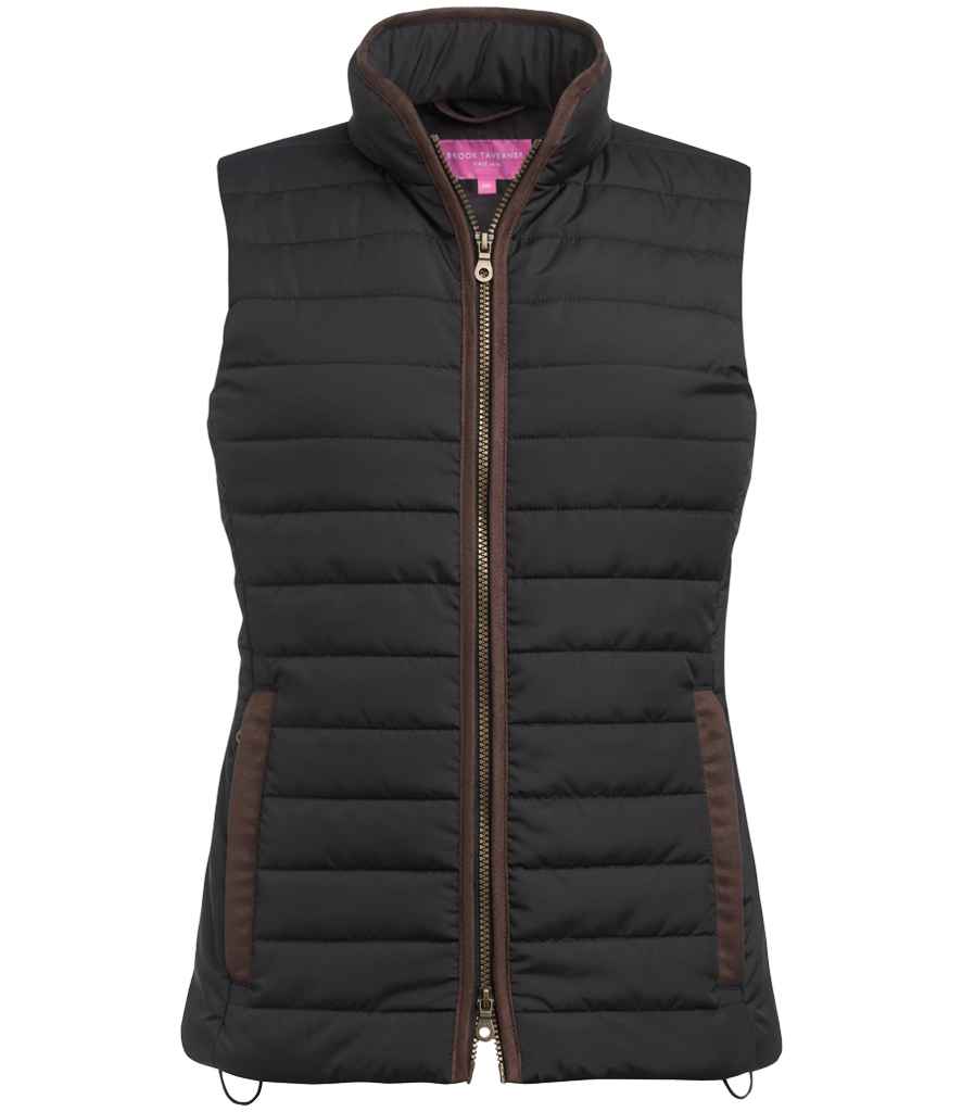 [BK529 BLK XS] Brook Taverner Ladies Madison Quilted Gilet (Black, XS)