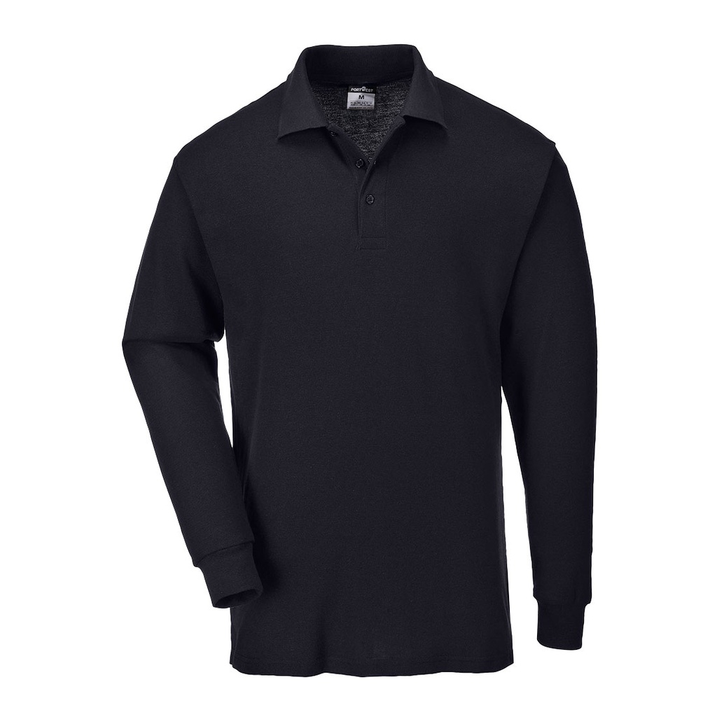 [B212BKRXS] Genoa Polo Shirt L/S (Black, XS)