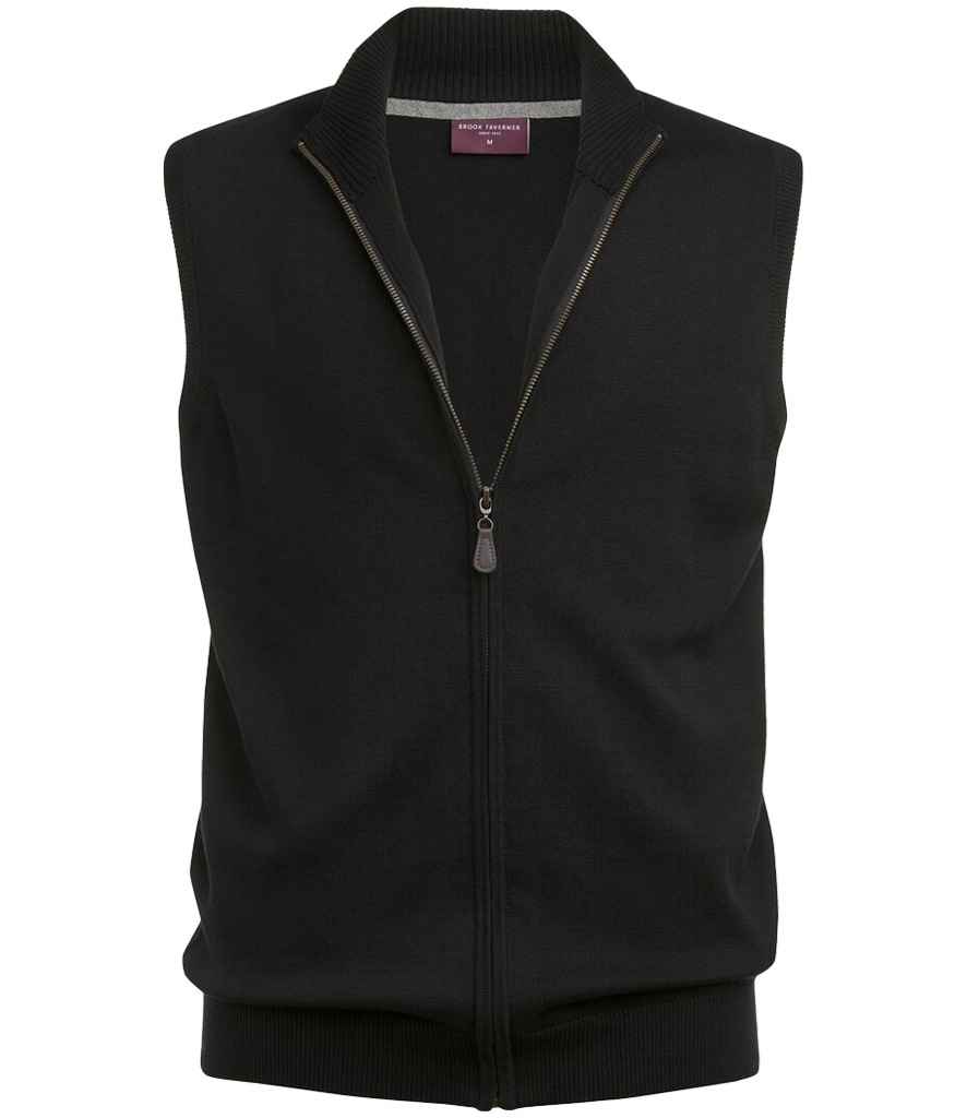 [BK557 BLK S] Brook Taverner Lincoln Knitted Zip Gilet (Black, S)
