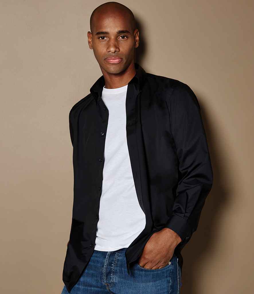 [K140 BLK S] Kustom Kit Long Sleeve Classic Fit Workforce Shirt (Black, S)