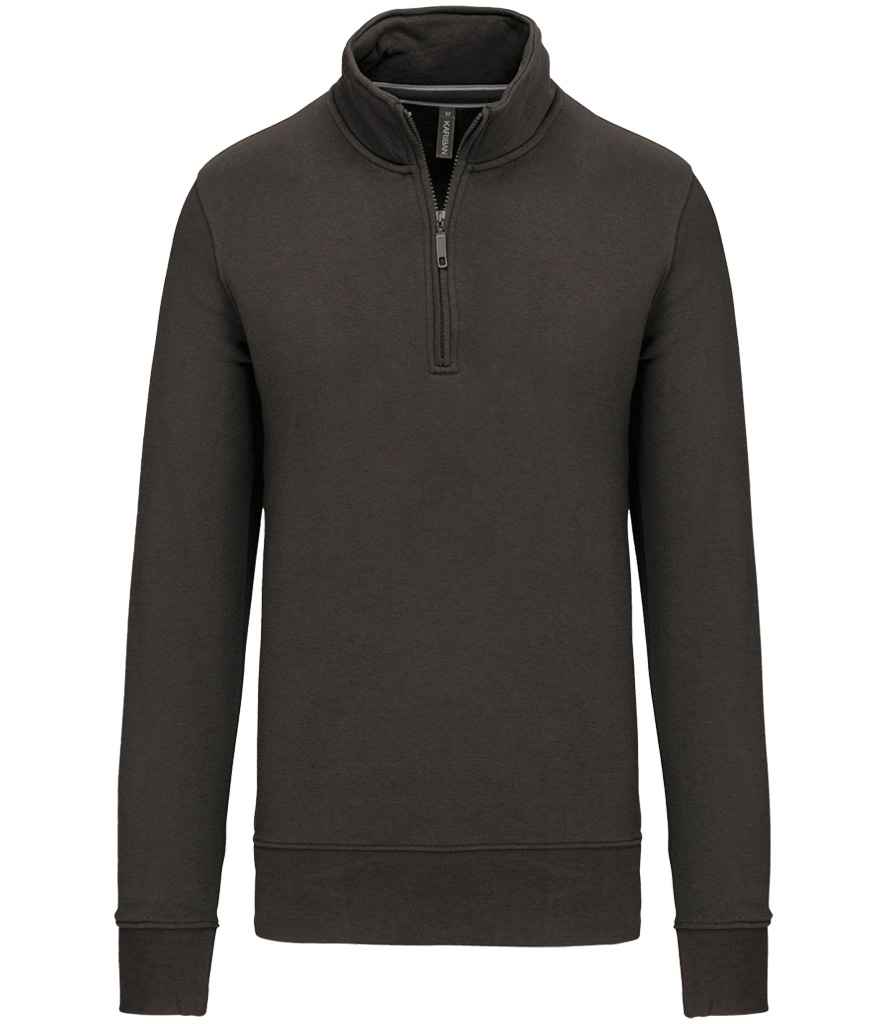 [KB487 DGY XS] Kariban Zip Neck Sweatshirt (Dark Grey, XS)
