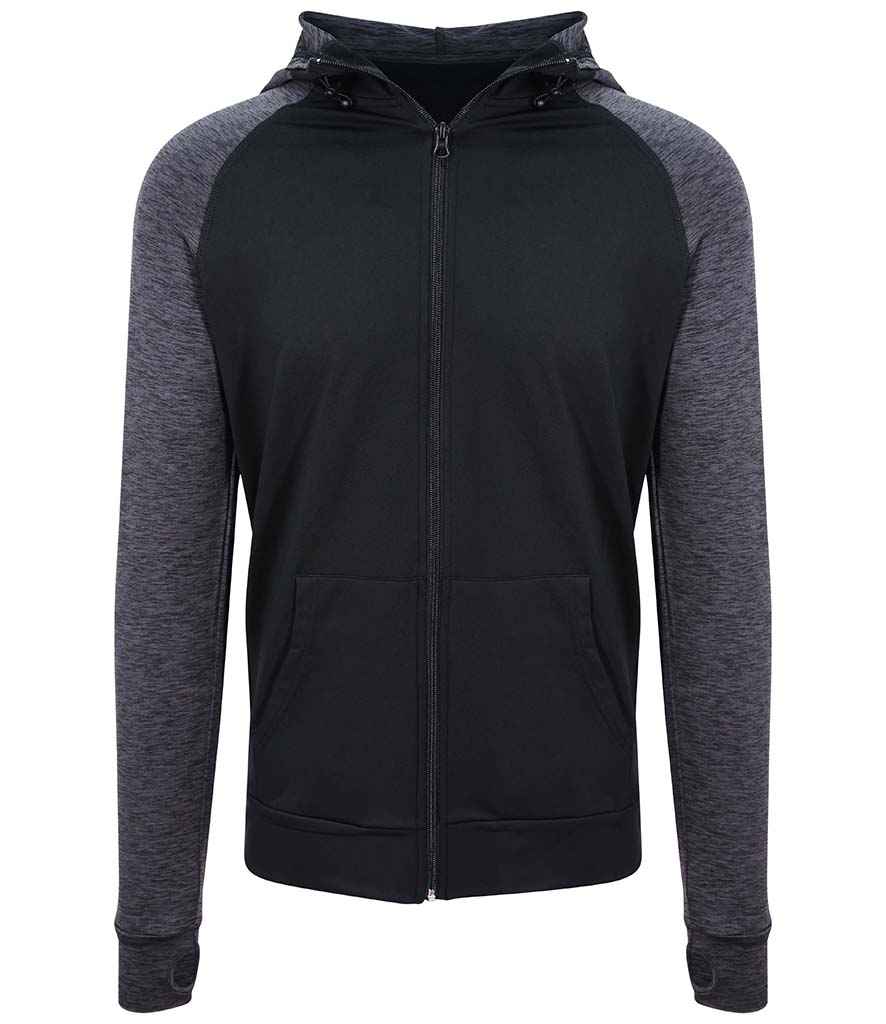 [JC057 BK/BM S] AWDis Cool Contrast Zoodie (Black/Black Slate Melange, S)