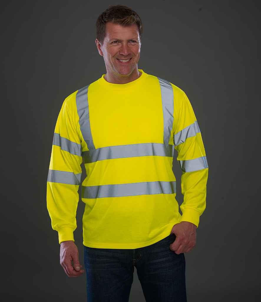 [YK012 YEL S] Yoko Hi-Vis Long Sleeve T-Shirt (Yellow, S)