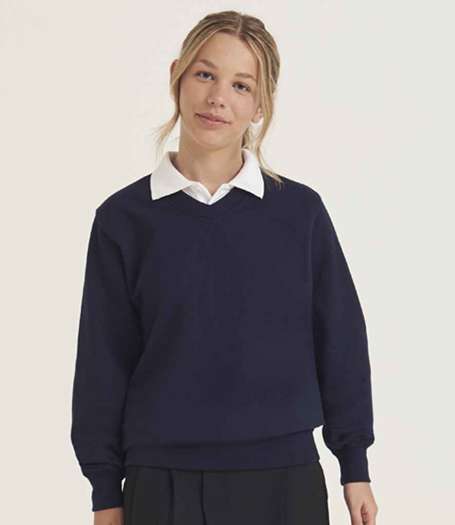 [AC003 ABK XS] AWDis Academy Senior V Neck Sweatshirt (Black, XS)