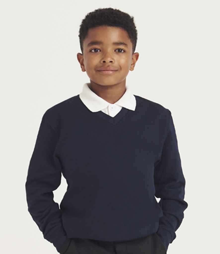 [AC003B ADR 3-4] AWDis Academy Kids V Neck Sweatshirt (Deep Royal, 3-4)
