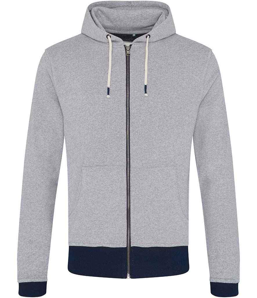 [EA051 HE/NV XS] Ecologie Unisex Okavango Sustainable Zoodie (Heather Grey/Navy, XS)