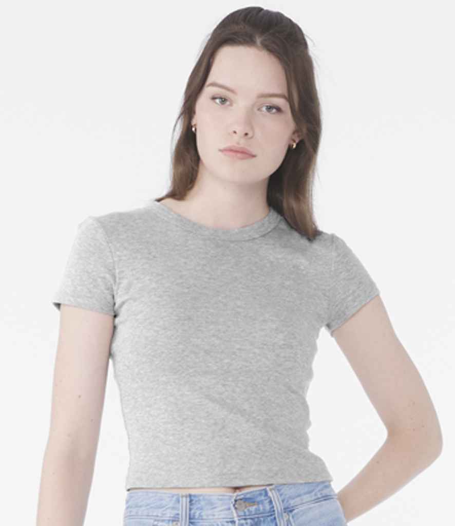 [BL1010 SOB XS] Bella Ladies Micro Rib Baby T-Shirt (Solid Black Blend, XS)