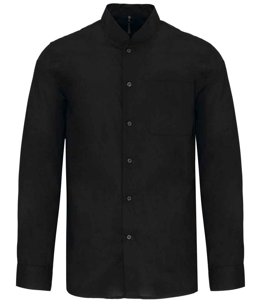 [KB515 BLK S] Kariban Long Sleeve Mandarin Collar Shirt (Black, S)