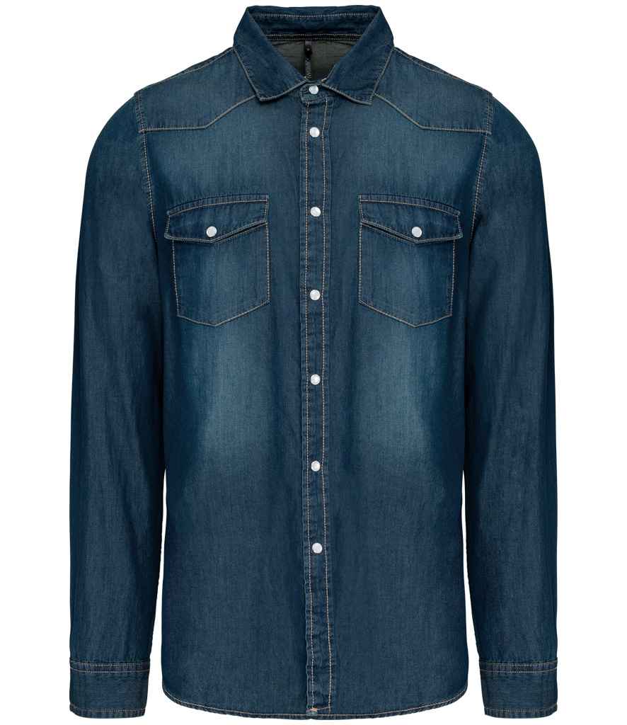 [KB519 DNM S] Kariban Long Sleeve Denim Shirt (S)