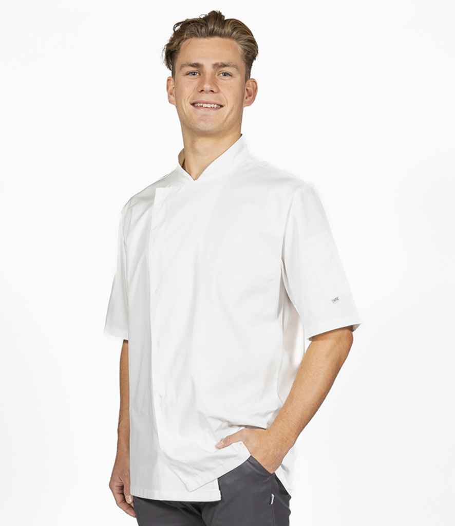 [AF007 WHI XS] ADC Short Sleeve Asymmetric Chef's Jacket (XS)