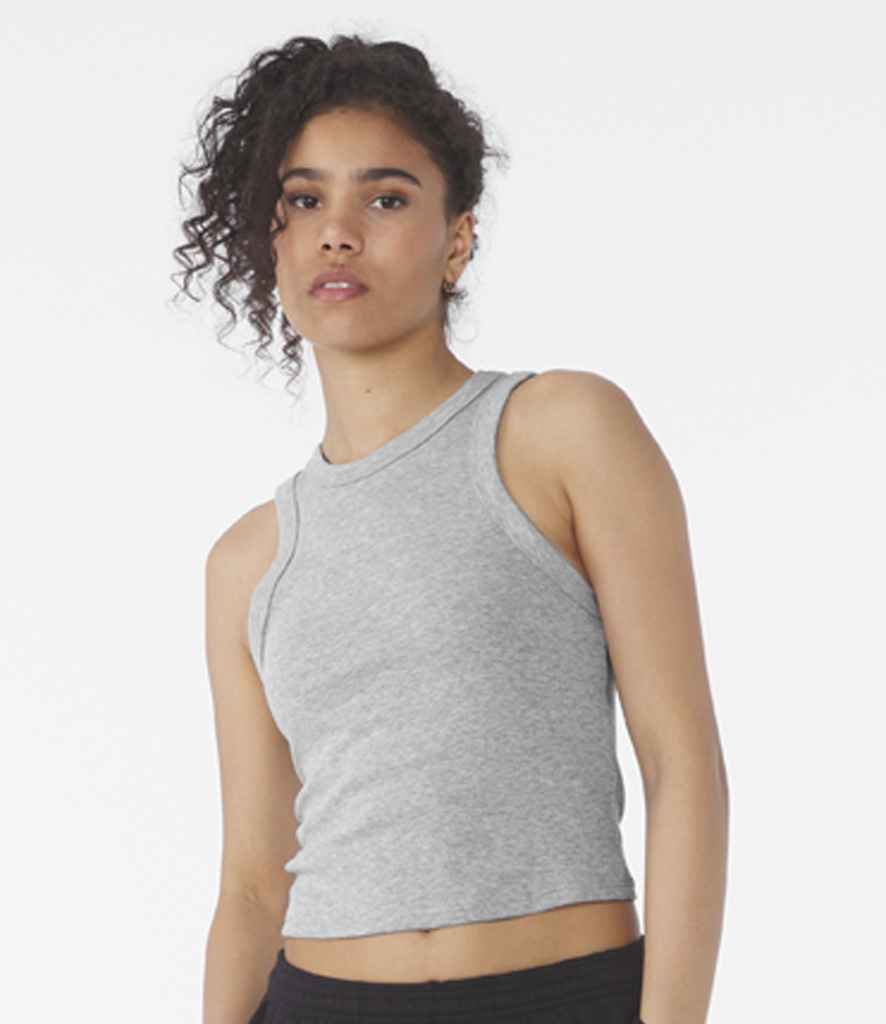 [BL1019 SOB XS] Bella Ladies Micro Rib Racer Tank Top (Solid Black Blend, XS)