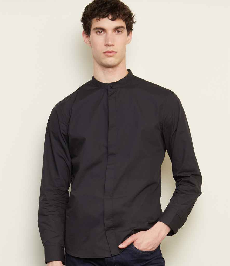 [03792 OPW S] NEOBLU Bart Mao Collar Long Sleeve Poplin Shirt (Optic White, S)