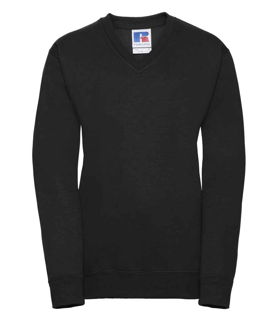 [272B LXF 3-4] Russell Schoolgear Kids V Neck Sweatshirt (Light Oxford, 3-4)