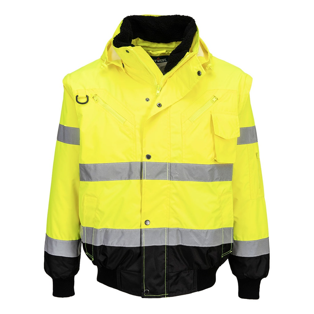[C465YBRXS] Portwest Contrast Bomber Jacket (Yellow/Black, XS)
