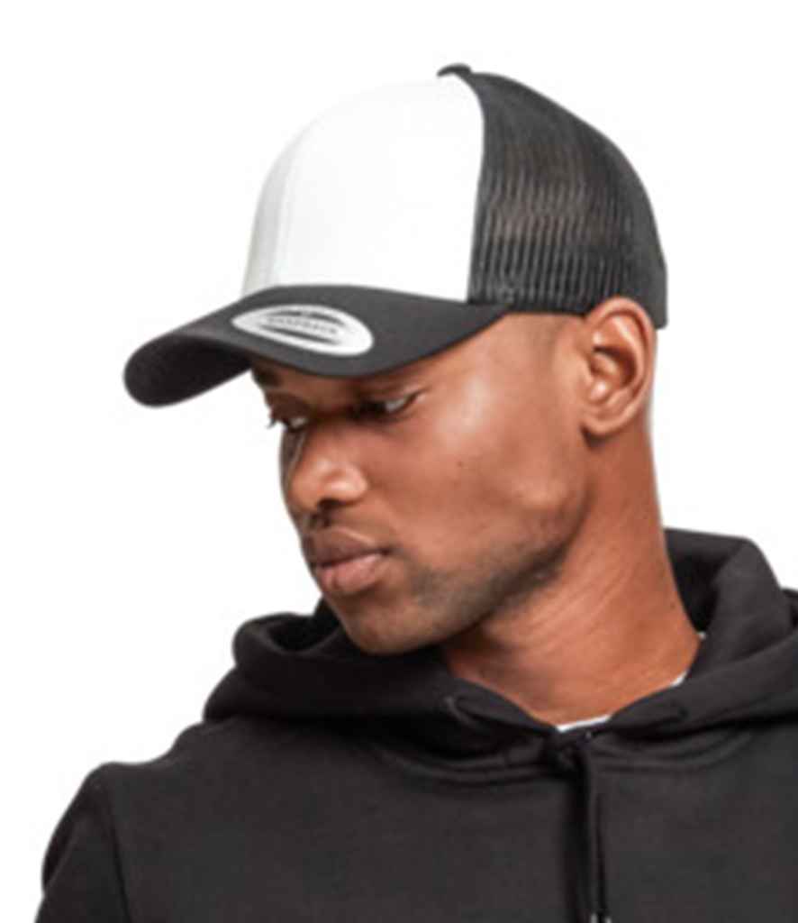 [F6606CF M/W/O ONE] Flexfit Retro Coloured Front Trucker Cap (Moss Green/White/Olive Green)