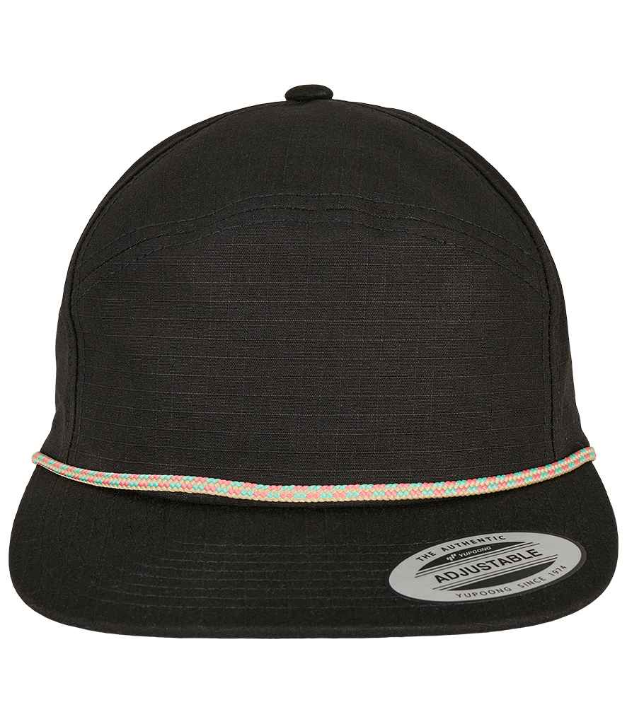 [F7005CB BLK ONE] Flexfit Colour Braid Jockey Cap (Black)