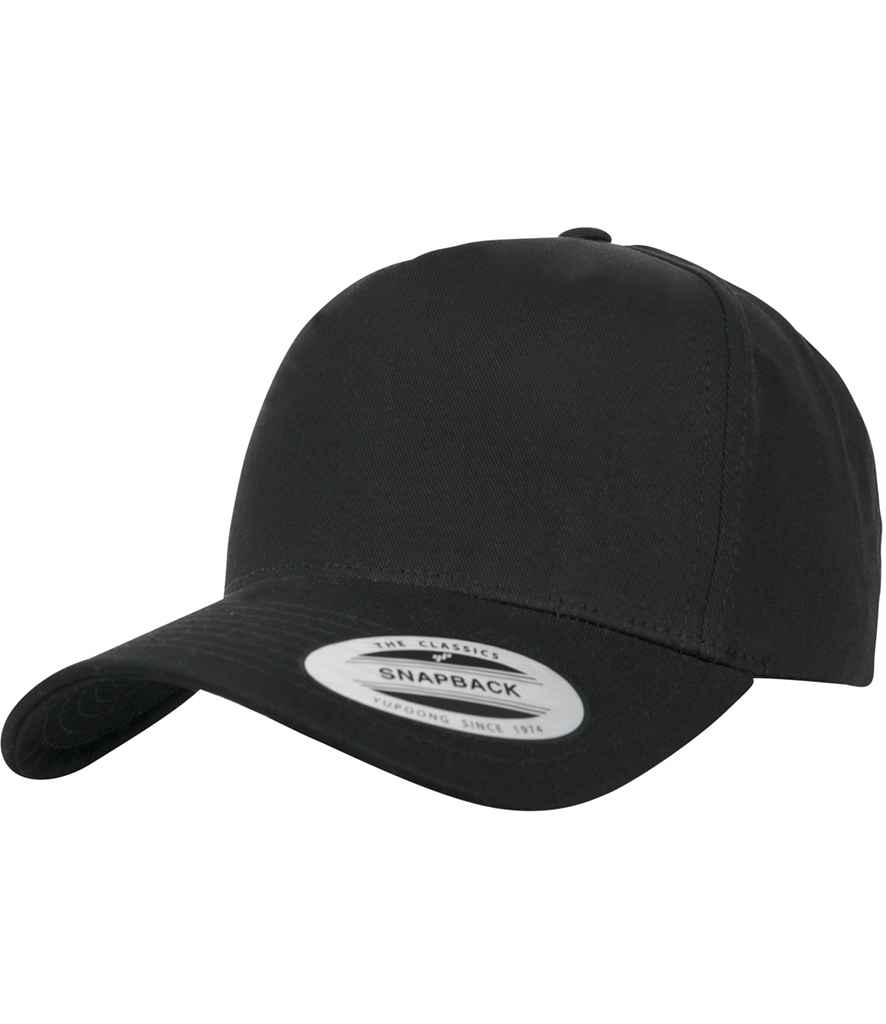 [F7707 BLK ONE] Flexfit 5 Panel Curved Classic Snapback Cap (Black)