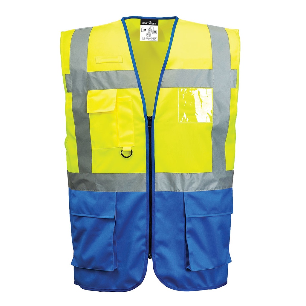 [C476YRBS] Warsaw Hi-Vis Contrast Executive Vest (Yellow/Royal, S)