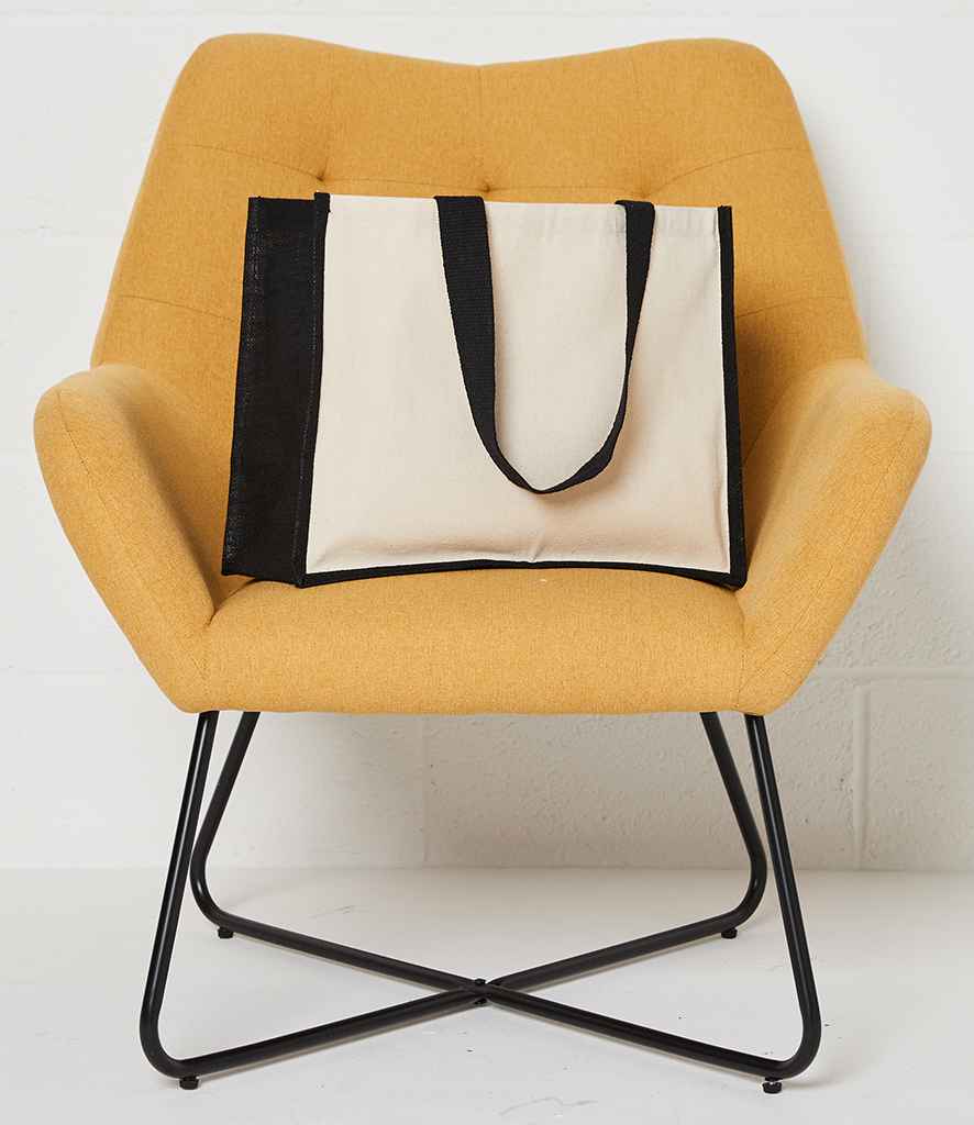 [BR101 NT/BK ONE] Brand Lab Jute and Canvas Shopper (Natural/Black)