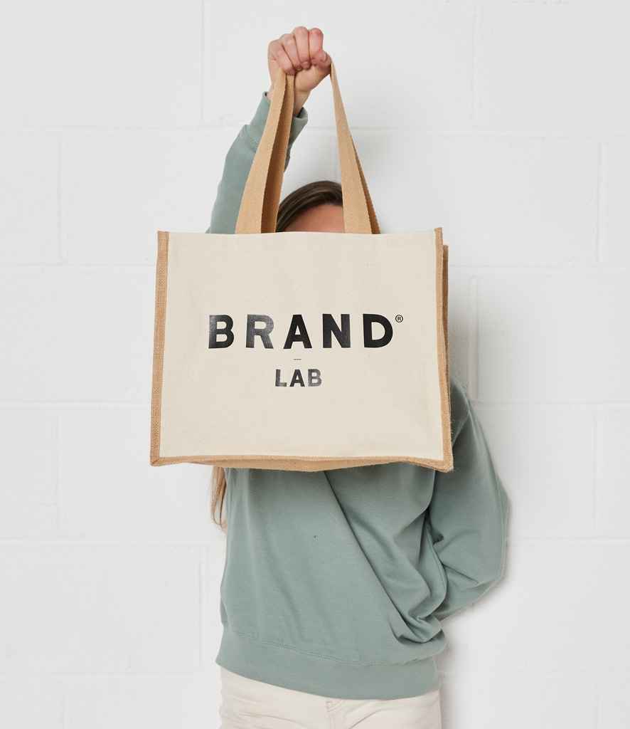 [BR101 NT/BK ONE] Brand Lab Jute and Canvas Shopper (Natural/Black)
