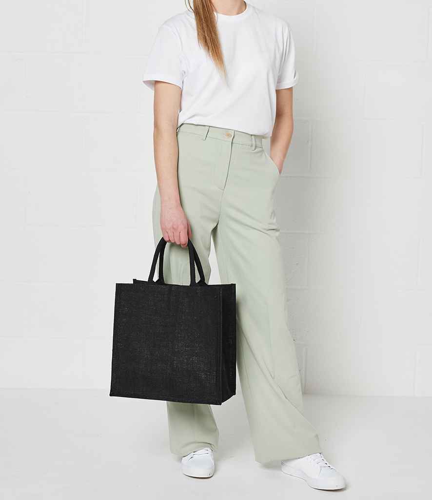 [BR102 BLK ONE] Brand Lab Natural Jute Tote (Black)