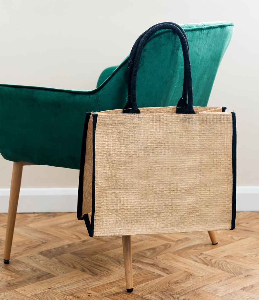 [BR103 NT/BK ONE] Brand Lab Jute Tipped Shopper (Natural/Black)