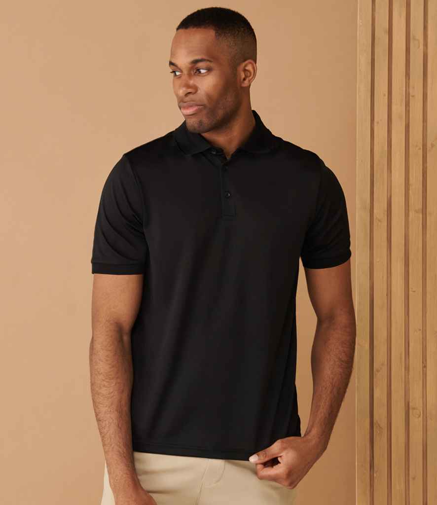 [H465 BLK XS] Henbury Recycled Polyester Piqué Polo Shirt (Black, XS)