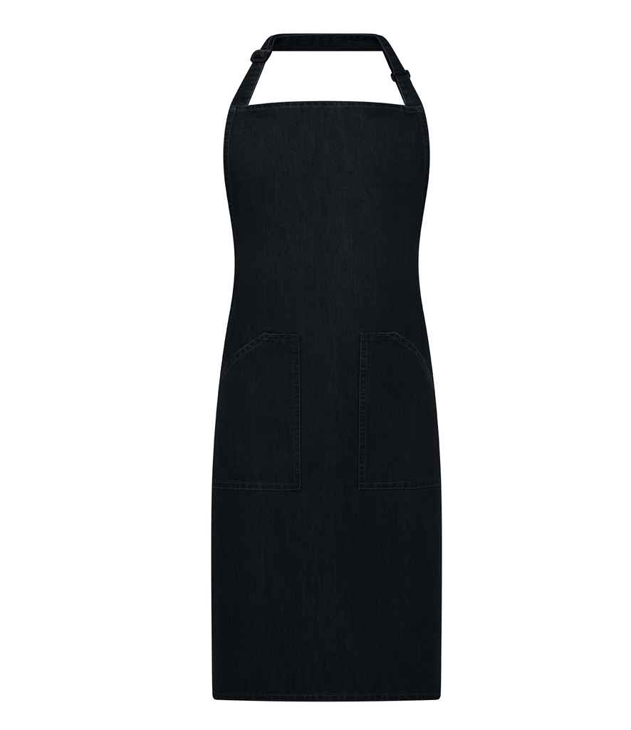 [BR504 BDM ONE] Brand Lab Denim Adjustable Bib Pocket Apron (Black Denim)
