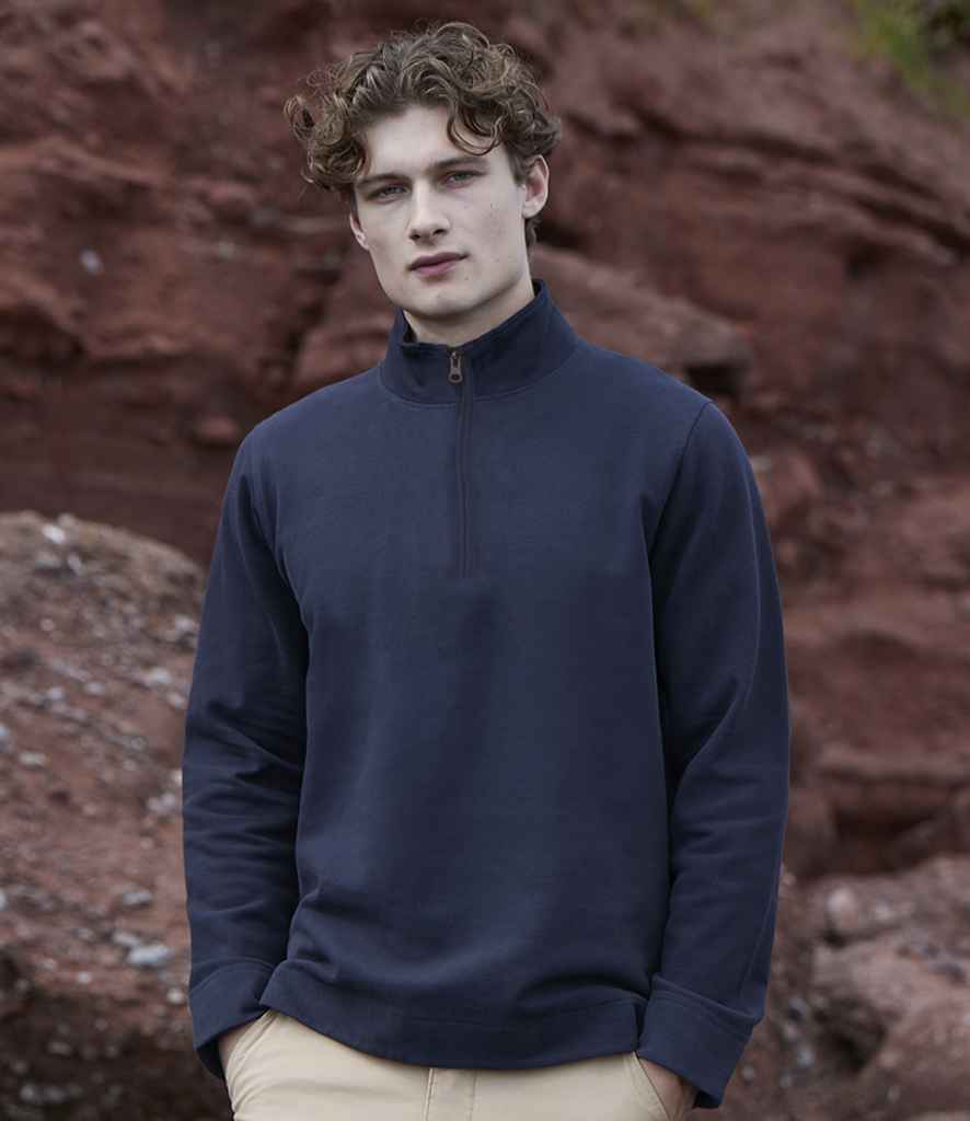 [FR045 BLK XS] Front Row Premium Piqué 1/4 Zip Top (Black, XS)