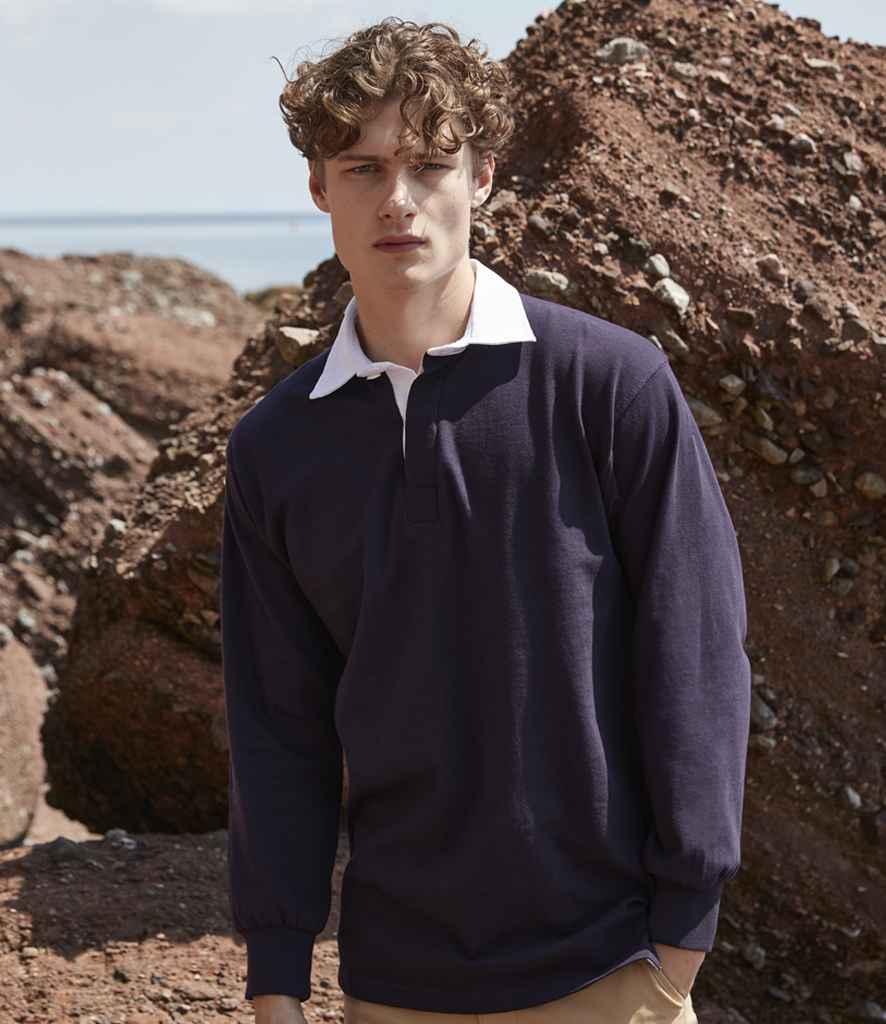 [FR1 NAV S] Front Row Original Rugby Shirt (Navy, S)