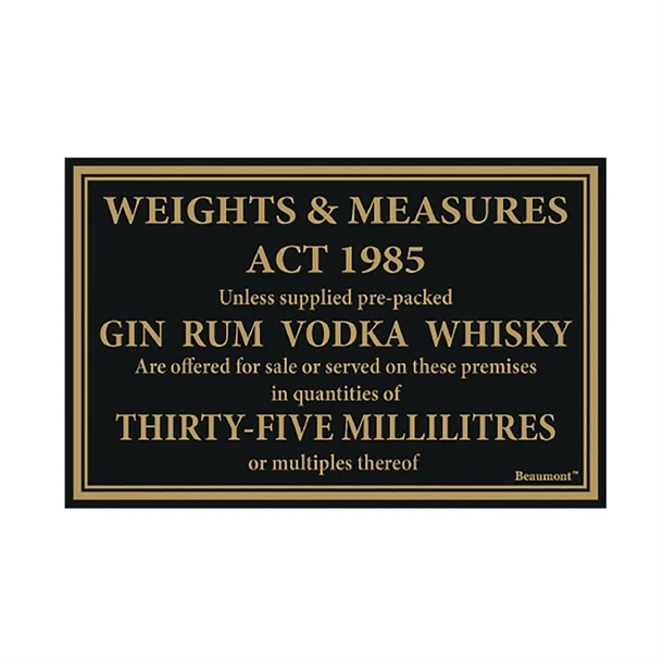 1985 Weights & Measures Sign 35ml 170x110mm | Colbrook